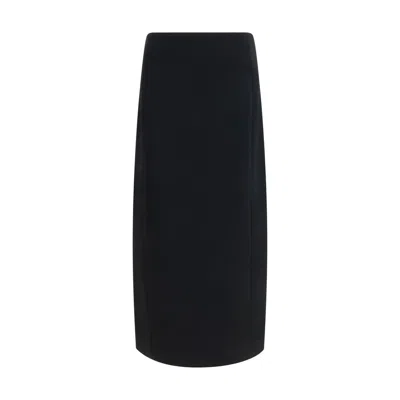 Khaite Black Acetate Long Skirt