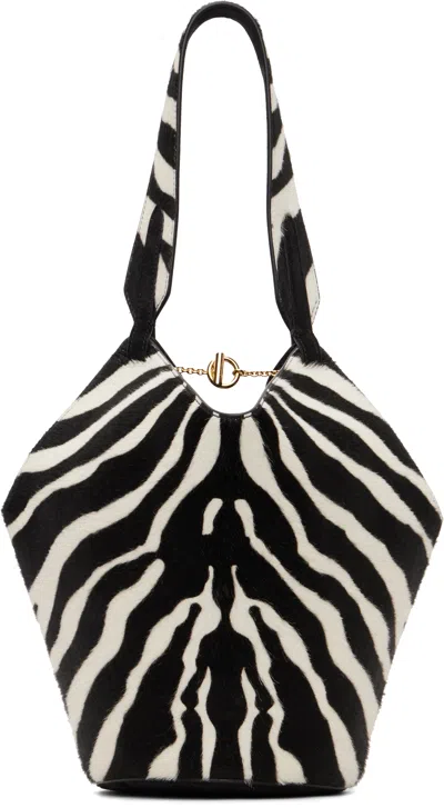 Khaite ブラック＆ホワイト ミニ Lotus トートバッグ In Animal Print