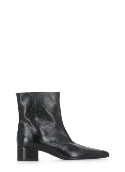 Khaite Andee Leather Ankle Boots In Black