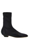 Khaite Apollo Leather Flat Ankle Boots In Black