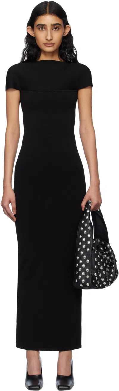 Khaite Basile High-neck Cap-sleeve Maxi Dress In Black