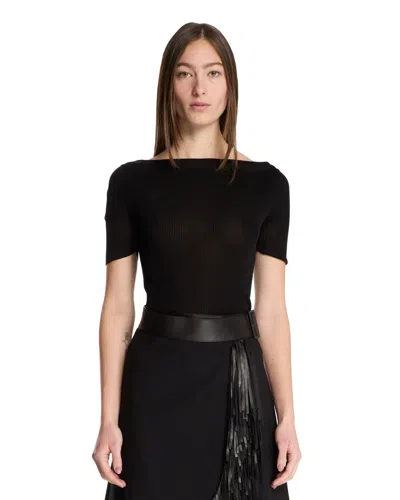 Khaite Black Boat Neck Top