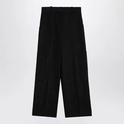 KHAITE BLACK CAITON HIGH-WAISTED TROUSERS