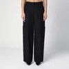 Khaite Black Caiton High-waisted Trousers In Black
