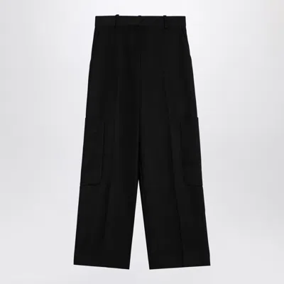 Khaite Black Caiton High Waisted Trousers