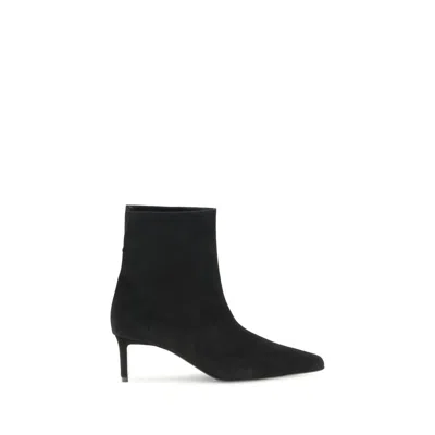 Khaite Black Calf Leather Bos Taurus Ankle Boots