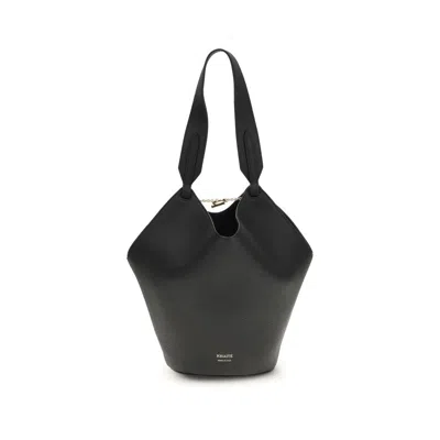 Khaite Black Calf Leather Bos Taurus Shoulder Bag
