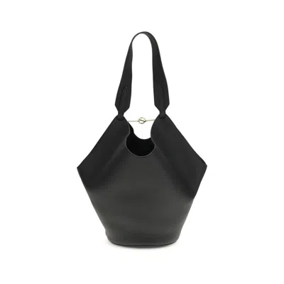 Khaite Black Calf Leather Bos Taurus Shoulder Bag In Red