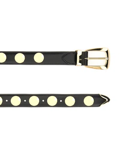 Khaite Black Calfskin Belts In Neutral