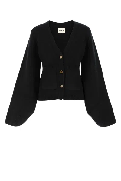 KHAITE BLACK CASHMERE SCARLET CARDIGAN