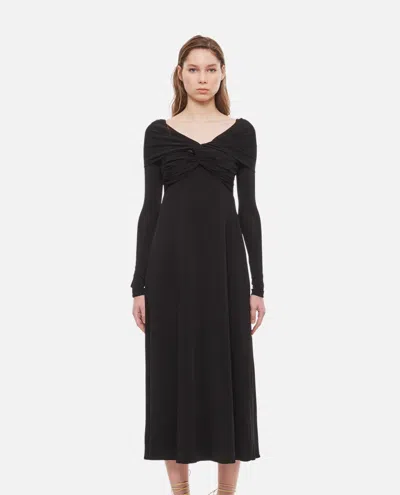 KHAITE BLACK CERNA VISCOSE JERSEY DRESS