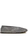 Khaite Marcy Crystal-embellished Satin Ballet Flats In Black