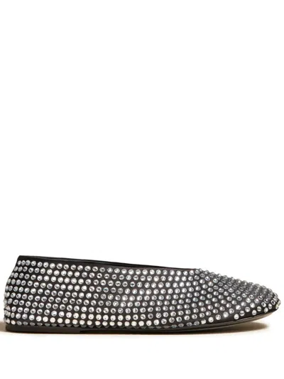 KHAITE BLACK CRYSTAL BALLET FLATS