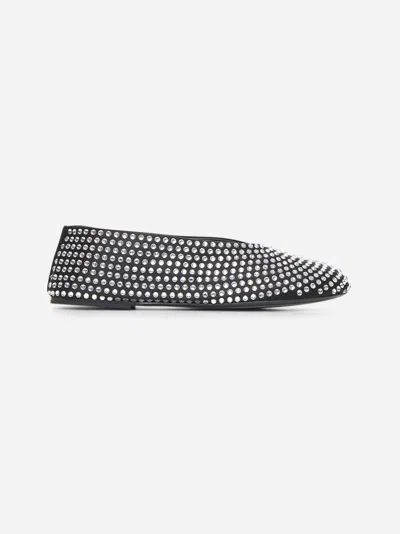 KHAITE BLACK CRYSTAL-EMBELLISHED MARCY BALLET FLATS