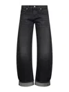 Khaite Black Denim Karo Low-rise Cuffed Jeans In Black