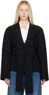 Khaite Edith Long-sleeved Belted Jacket In Black
