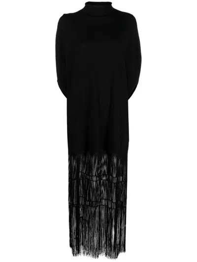 Khaite Black Fringed Maxi Dress For Women