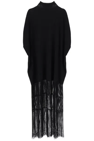 Khaite Black Fringed Ruffle Dress For Women