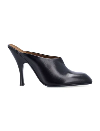 Khaite Black Glazed Leather Colt Mule