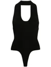 Khaite Toto Jersey Halter Bodysuit In Black