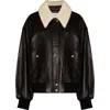 Khaite Shellar Shearling Collar Leather Aviator Jacket