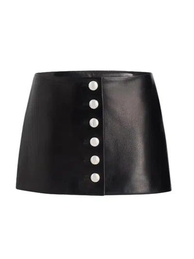 KHAITE KHAITE BLACK JAXON LEATHER MINI SKIRT - WOMEN