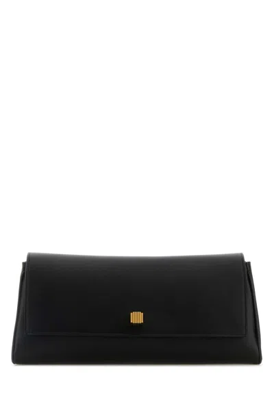 Khaite Black Leather Audrey Clutch