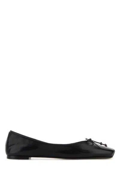 Khaite Black Leather Ballet Flats