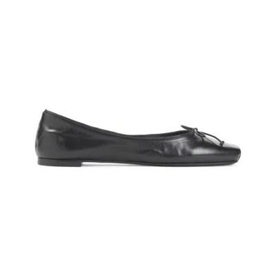 KHAITE BLACK LEATHER BALLET FLATS