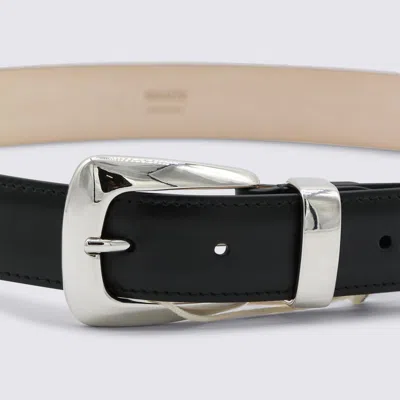 Khaite Black Leather Belt In Neutral