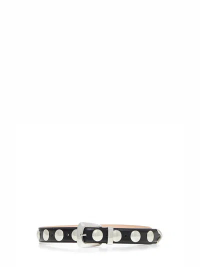 Khaite Black Leather Benny Belt With Studs