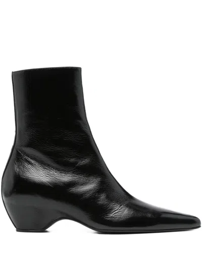 Khaite Black Leather Boots