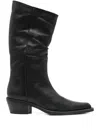 Khaite 45mm Leather Pointed-toe Boots In Black
