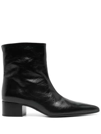 KHAITE BLACK LEATHER BOOTS