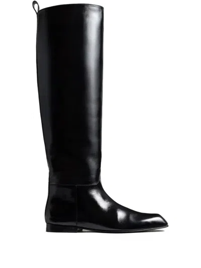 KHAITE BLACK LEATHER BOOTS