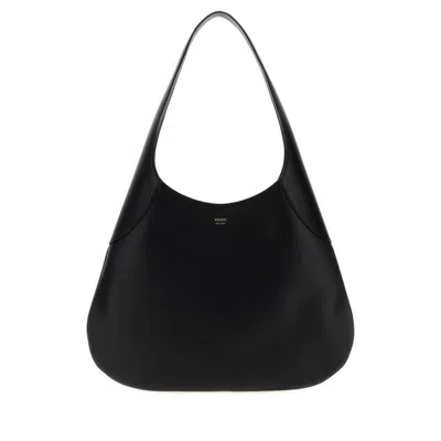 Khaite Black Leather Joan Shopping Bag Borse A Mano