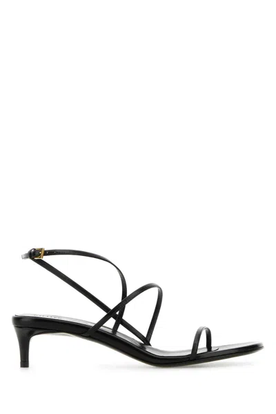 Khaite Black Leather Loop Kitten Sandals