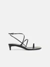 Khaite Black Leather 'loop' Low Sandals In Black