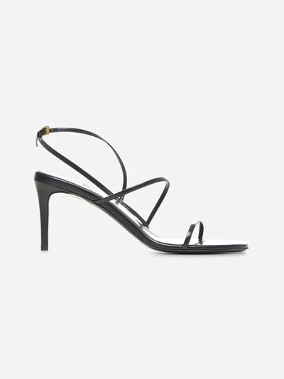 Khaite Black Leather Loop Sandals