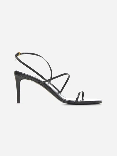 Khaite Black Leather Loop Sandals