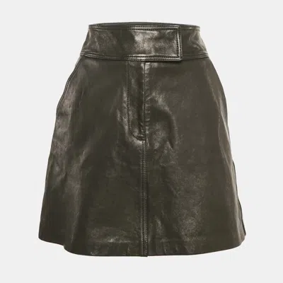 Pre-owned Khaite Black Leather Mini Skirt S