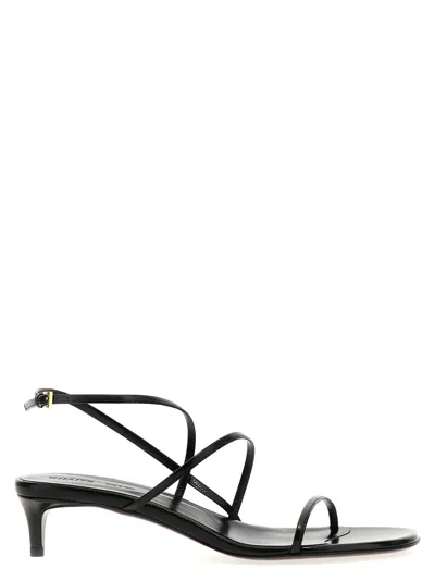 KHAITE BLACK LOOP KITTEN SANDALS