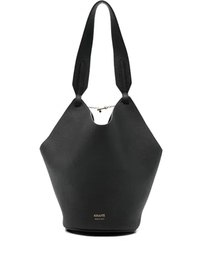 KHAITE KHAITE BLACK LOTUS MINI CALFSKIN TOTE BAG