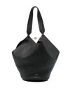Khaite Small Lotus Leather Top Handle Bag In Black