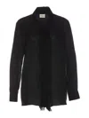 Khaite Ruffled Collared Sheer Fabric Long Sleeve Top In Black