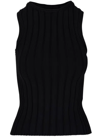 KHAITE BLACK MANU KNITTED TOP