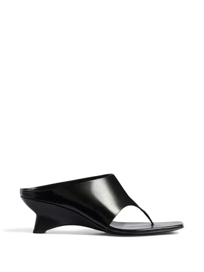 Khaite Black Marlow Leather Sandals