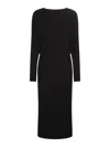 Khaite The Trina Long-sleeved Open-back Midi Dress In Black