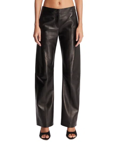 Khaite Black Mita Leather Trousers In Black Nero   #000000