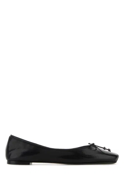 KHAITE BLACK NAPPA LEATHER CHARLOTTE BALLERINAS